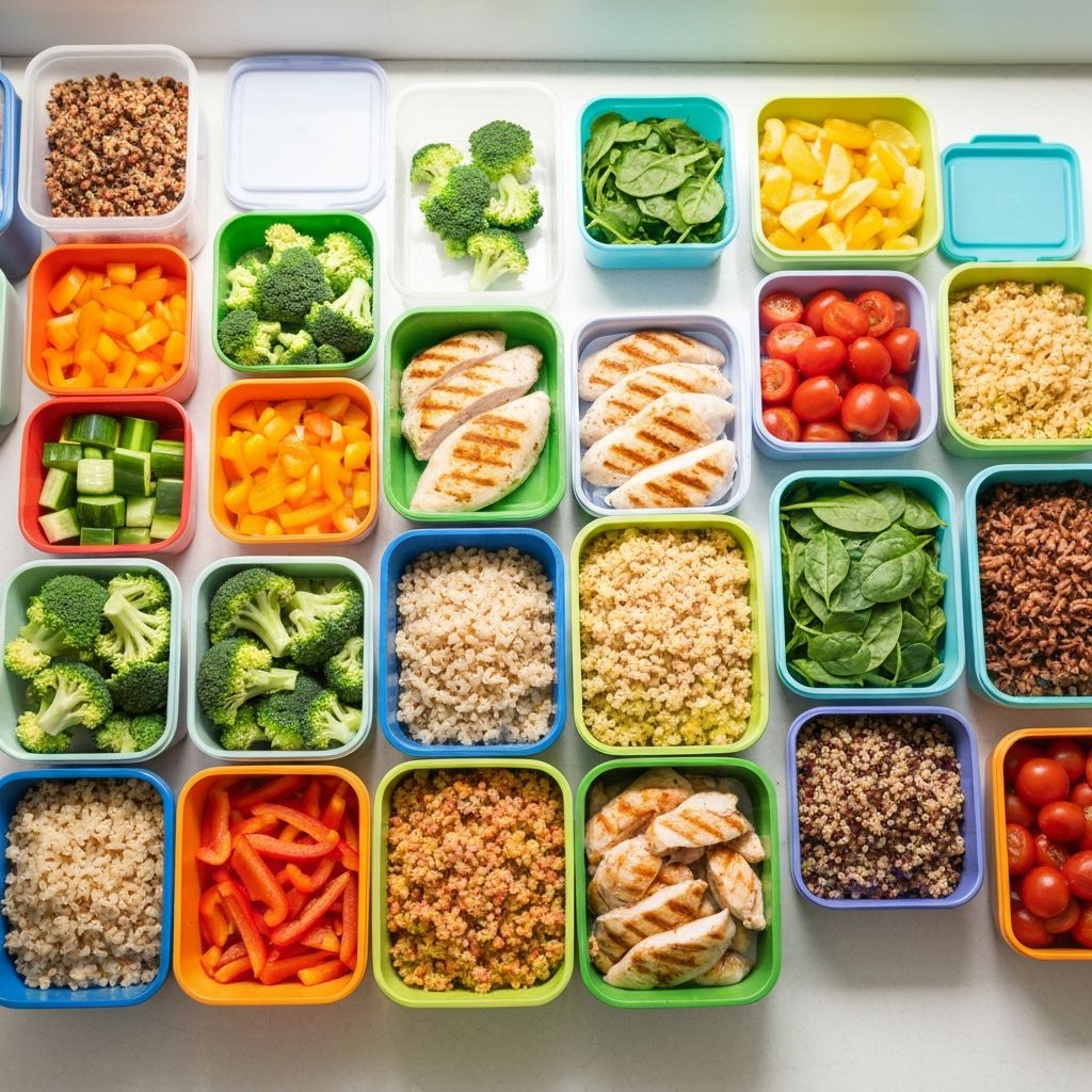 Gesunde Mahlzeiten in Behaeltern fuer die Woche